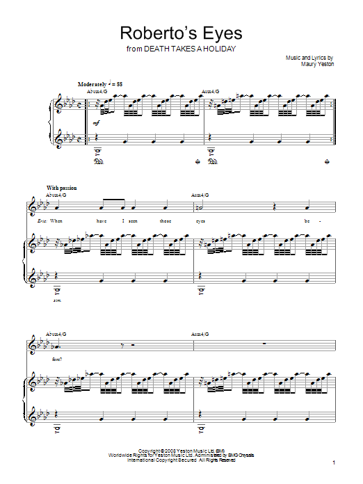 Maury Yeston Roberto's Eyes Sheet Music