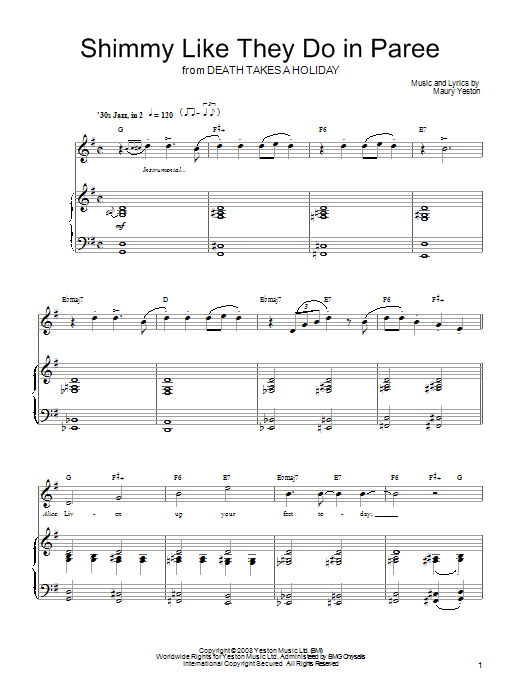 Maury Yeston Shimmy Like They Do In Paree Sheet Music