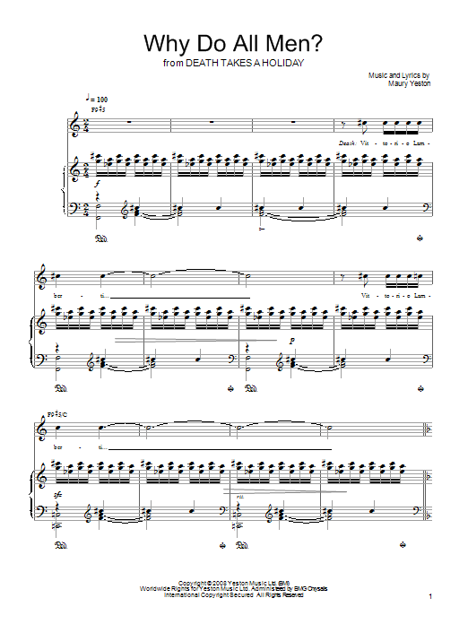 Maury Yeston Why Do All Men? Sheet Music