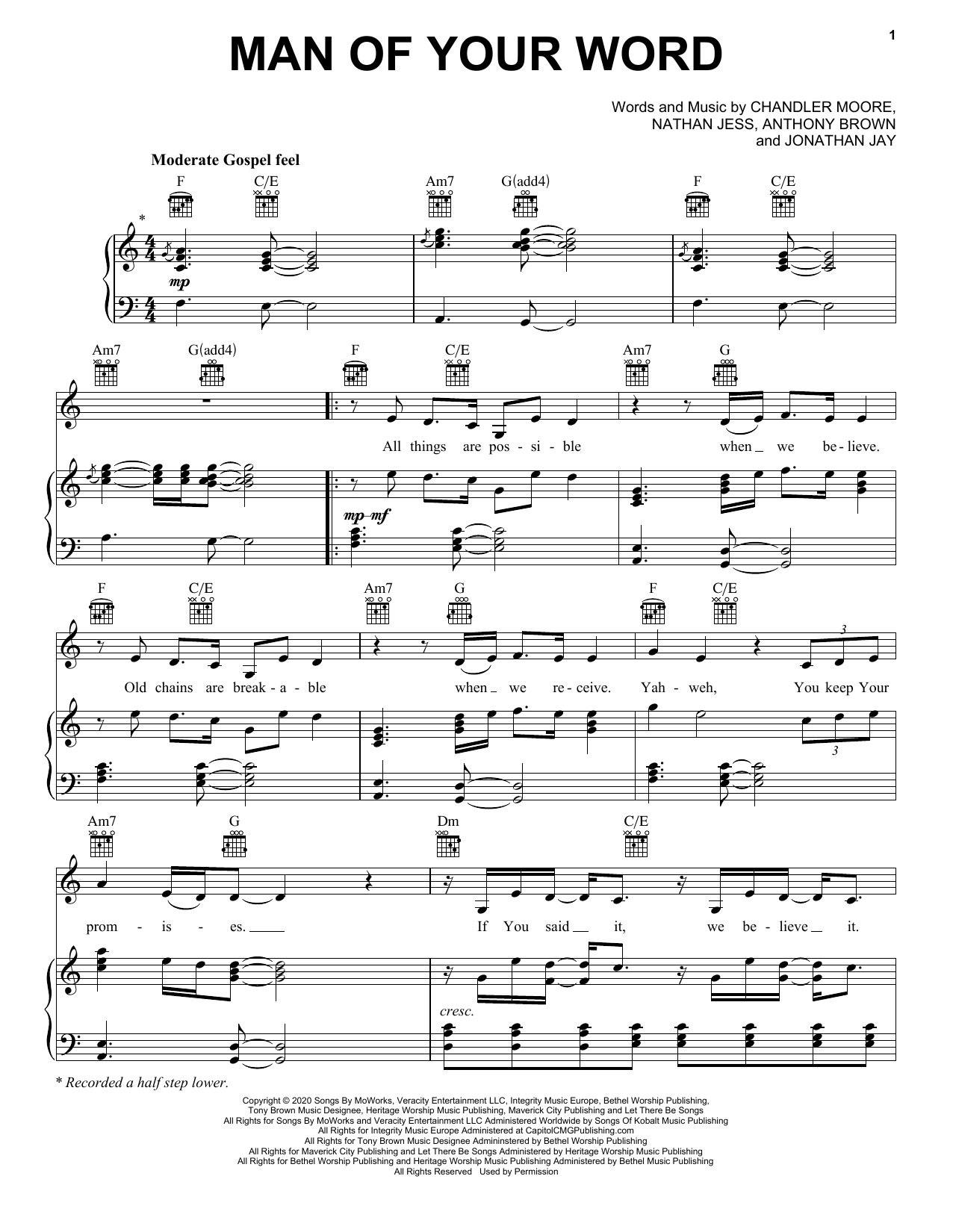 Maverick City Music Man Of Your Word (feat. Chandler Moore & KJ Scriven) Sheet Music