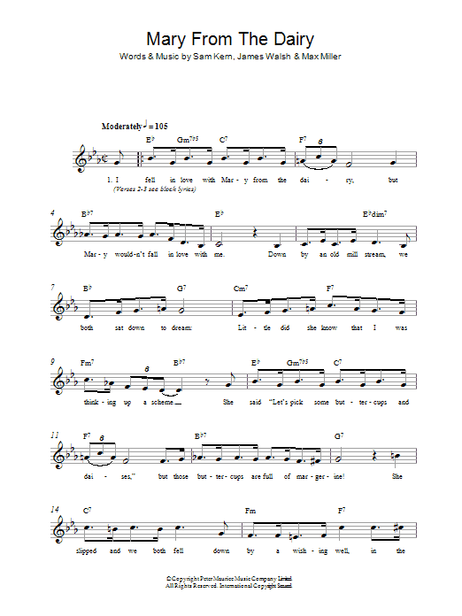 Max Miller Mary From The Dairy Sheet Music
