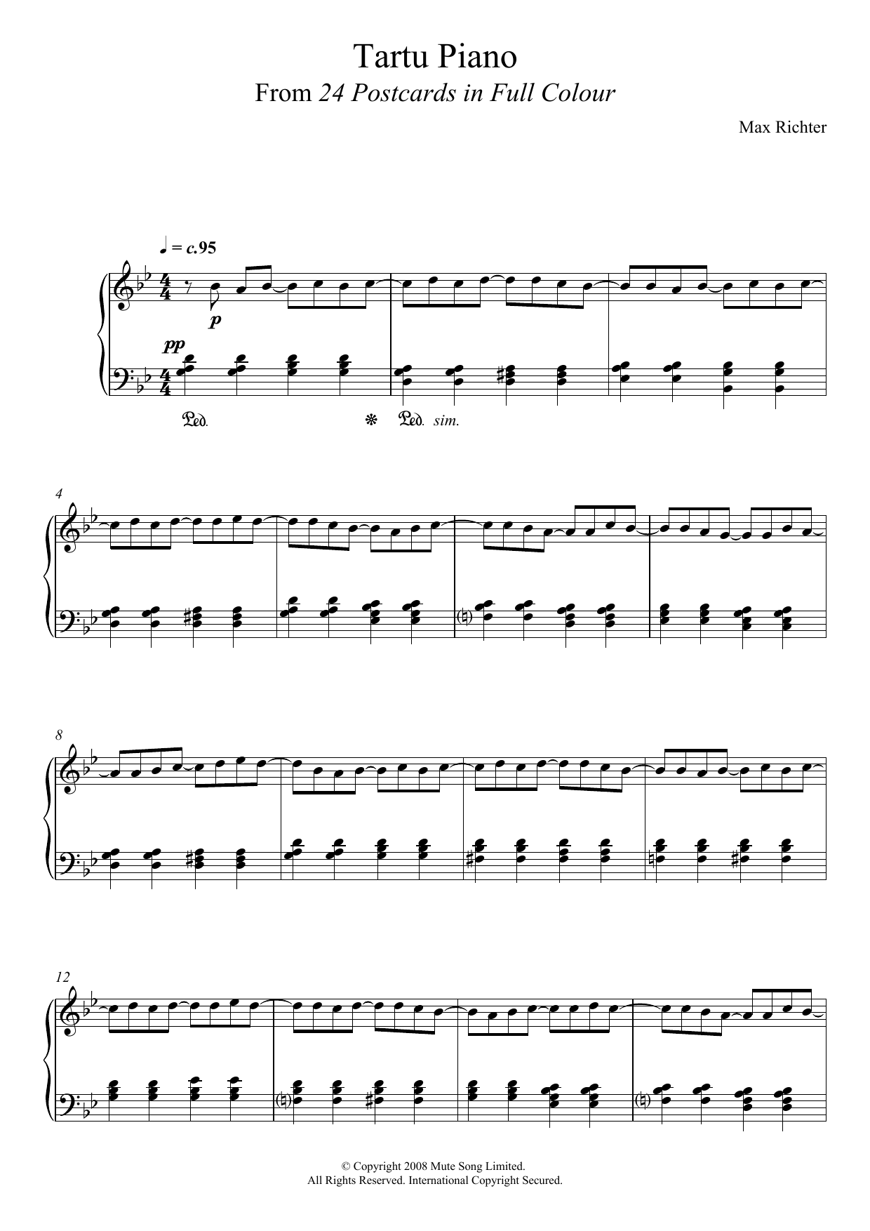 Max Richter The Tartu Piano Sheet Music