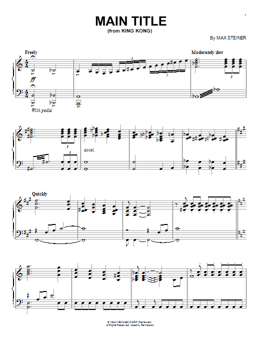 Max Steiner King Kong (Main Title) Sheet Music