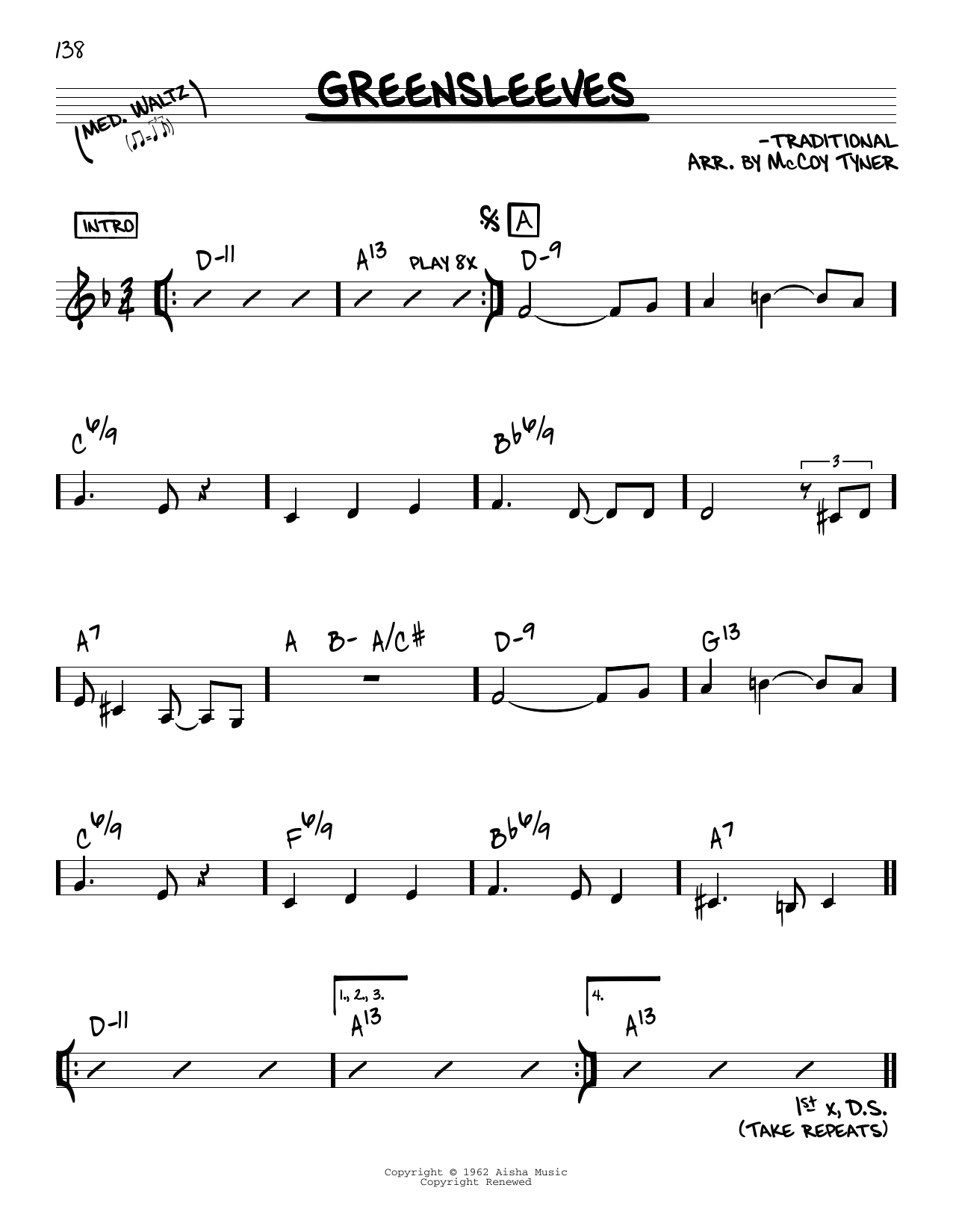 McCoy Tyner (Arr.) Greensleeves Sheet Music