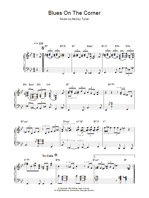 McCoy Tyner Blues On The Corner Sheet Music