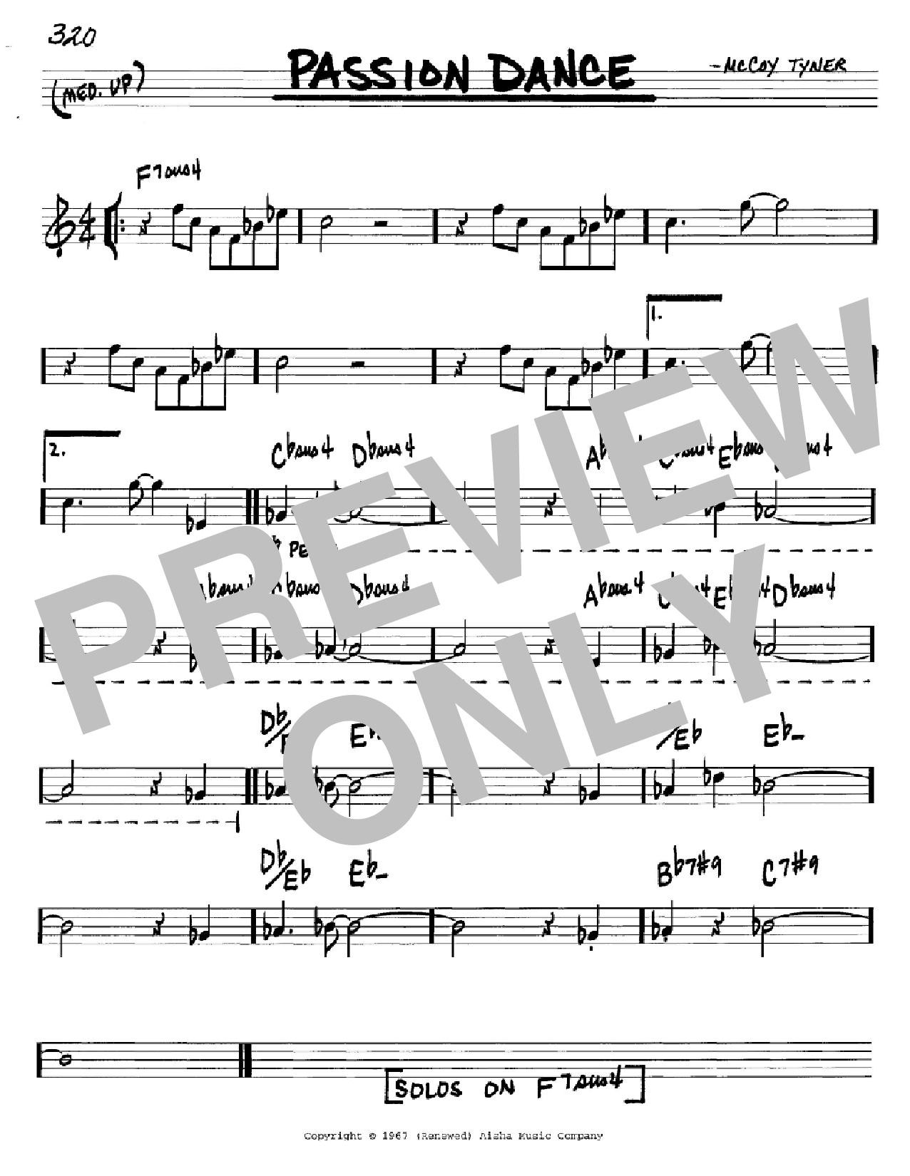 McCoy Tyner Passion Dance Sheet Music