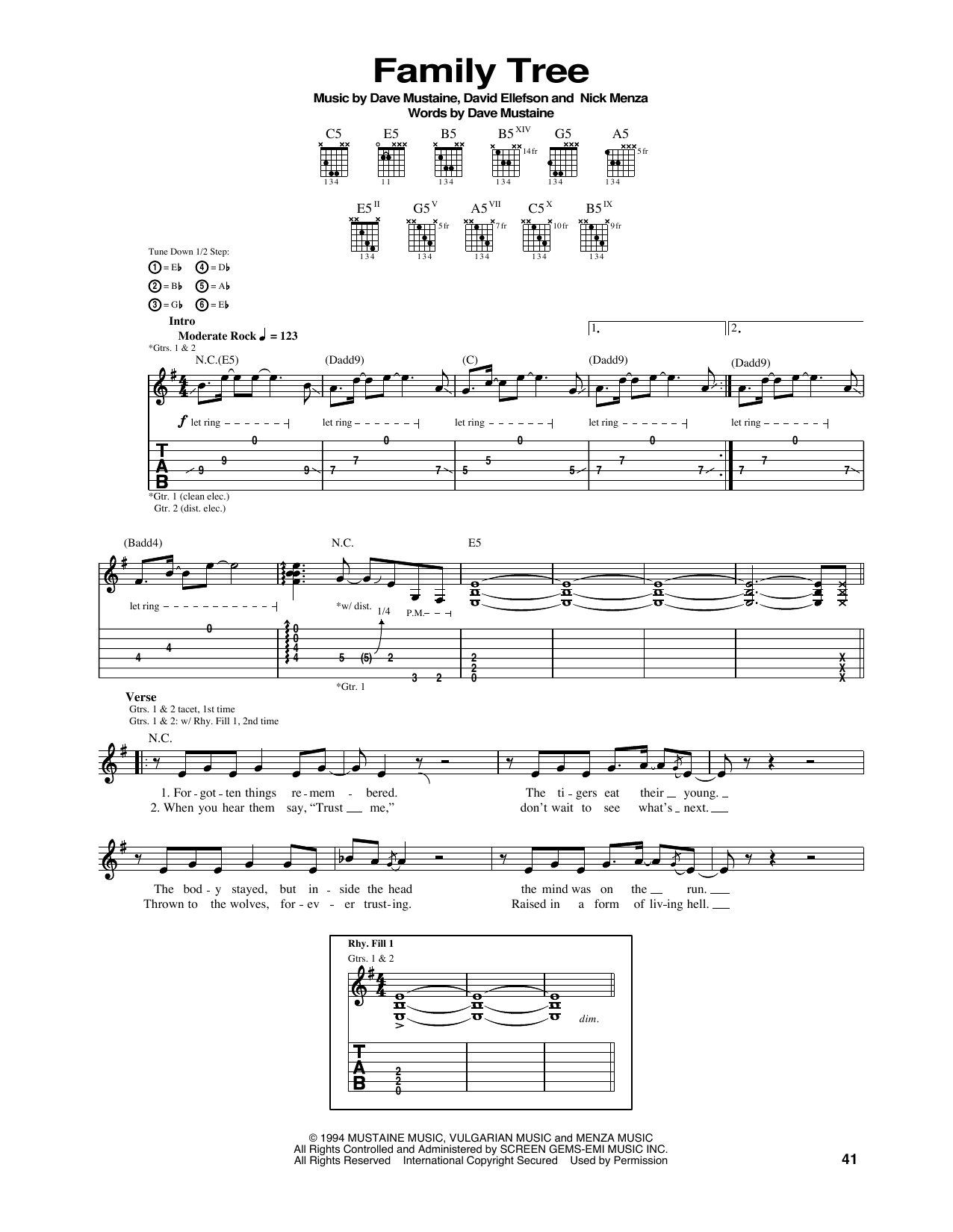 Megadeth Family Tree Sheet Music