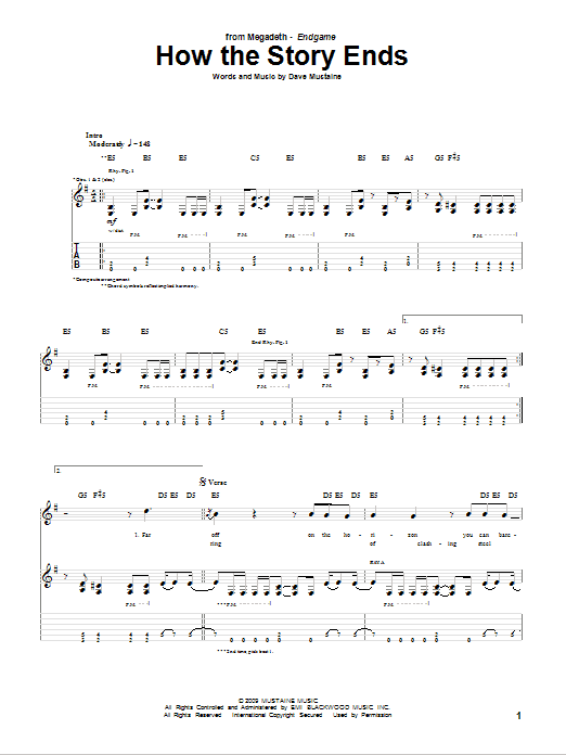 Megadeth How The Story Ends Sheet Music