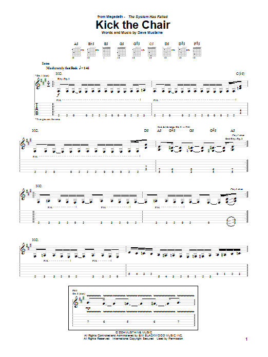 Megadeth Kick The Chair Sheet Music