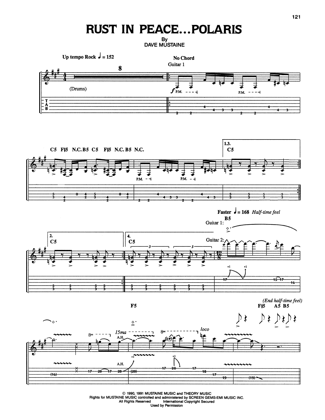 Megadeth Rust In Peace...Polaris Sheet Music