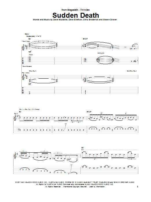 Megadeth Sudden Death Sheet Music