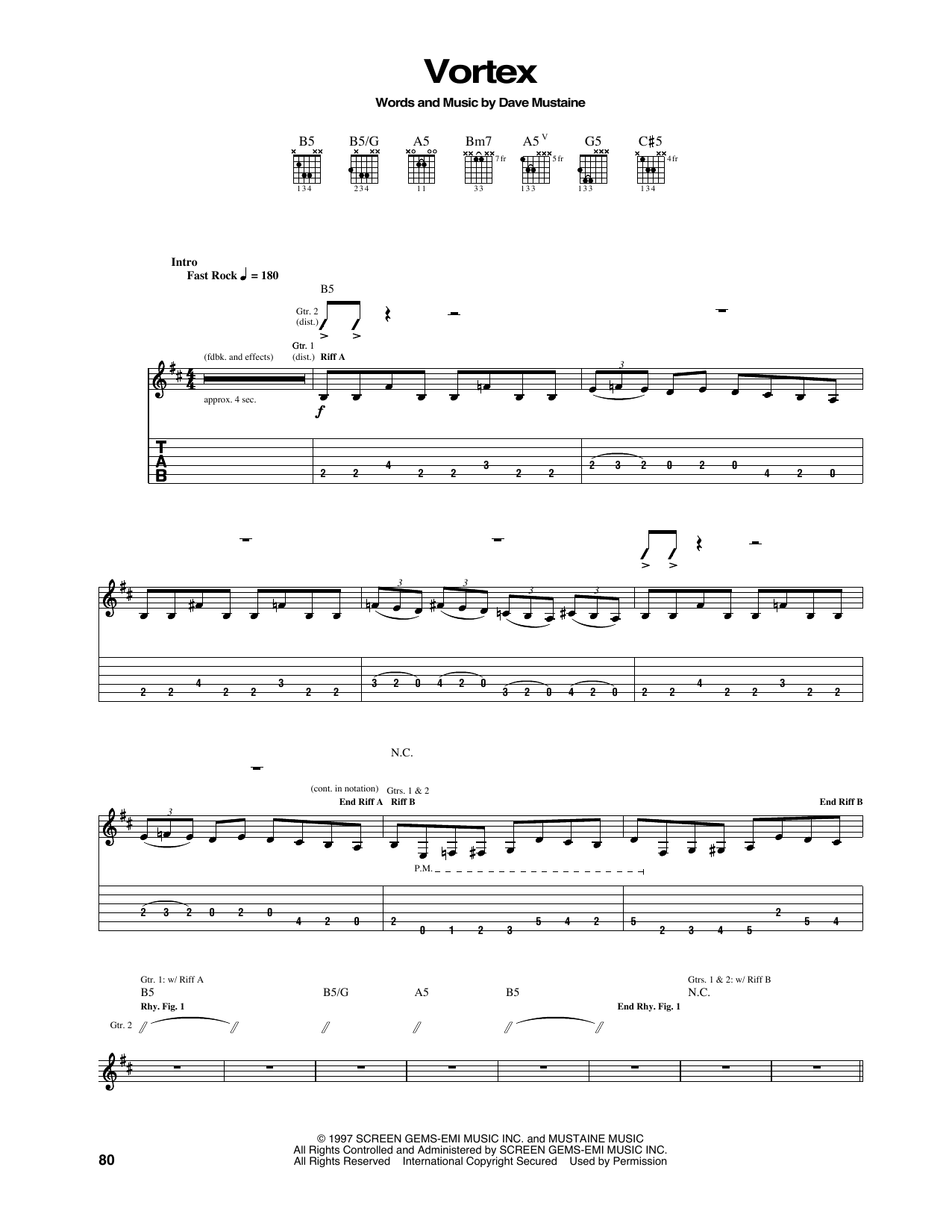 Megadeth Vortex Sheet Music