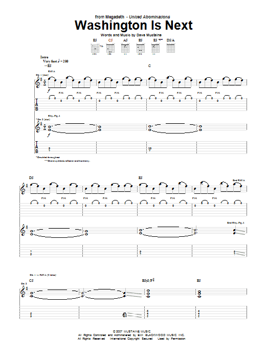 Megadeth Washington Is Next Sheet Music