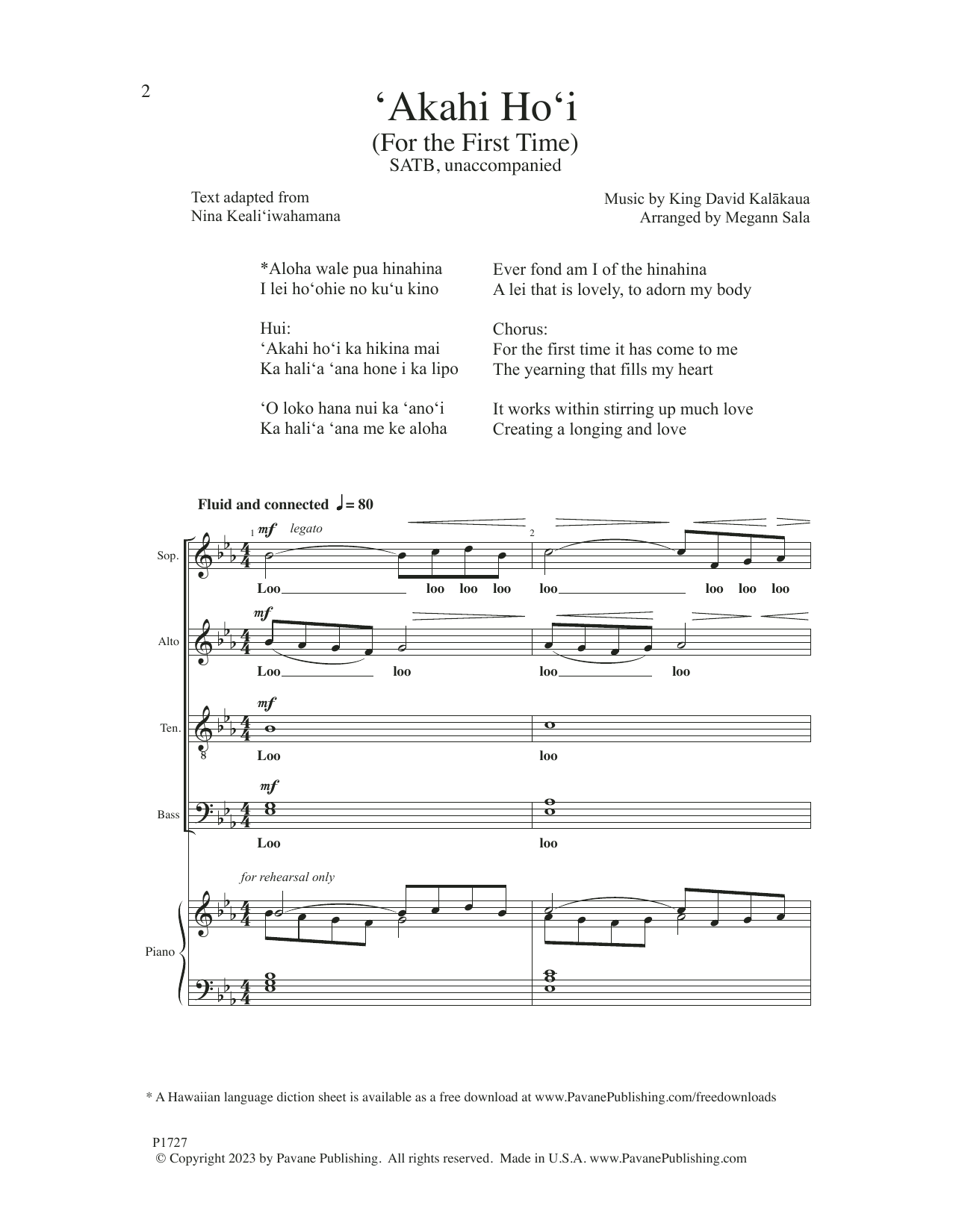 Megann Sala Akahi Ho'i (For The First Time) Sheet Music