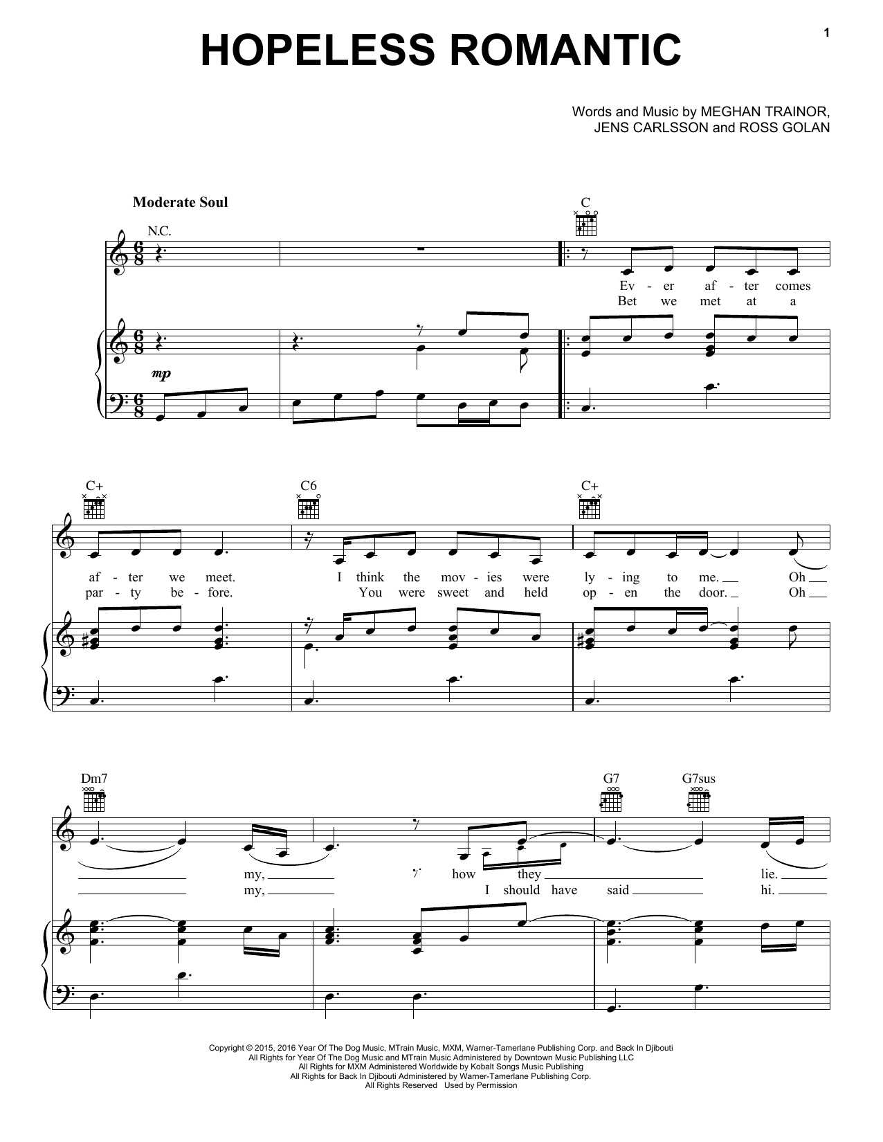 Meghan Trainor Hopeless Romantic Sheet Music