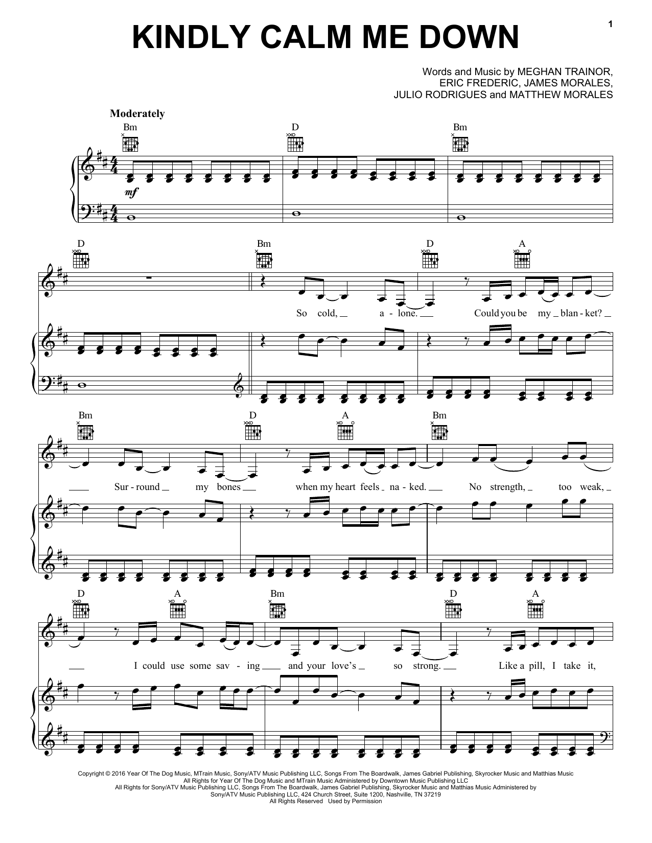 Meghan Trainor Kindly Calm Me Down Sheet Music