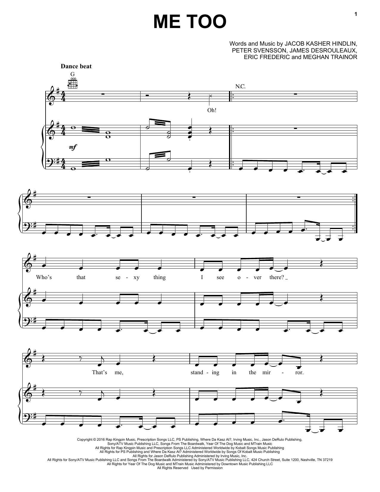 Meghan Trainor Me Too Sheet Music