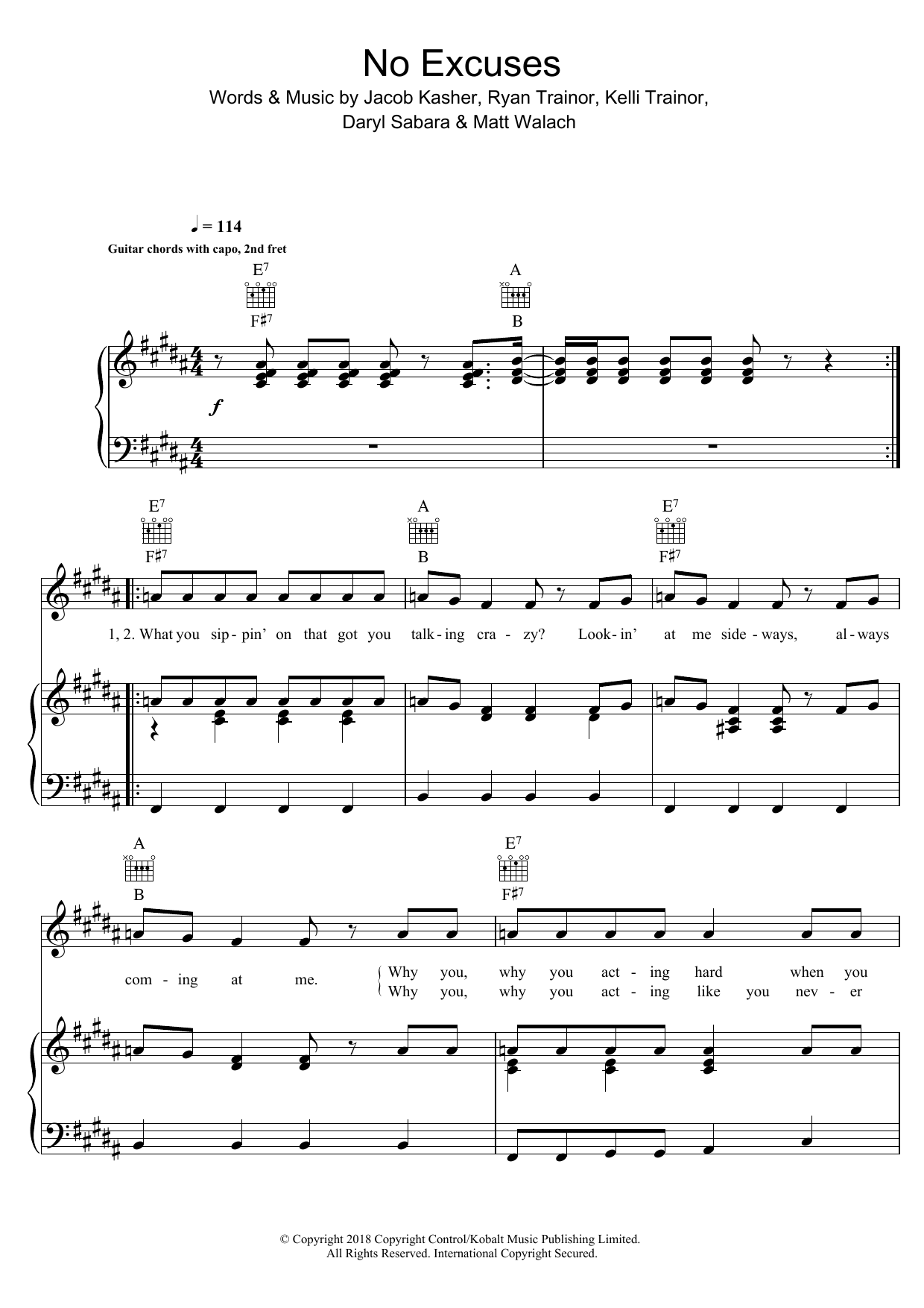 Meghan Trainor No Excuses Sheet Music