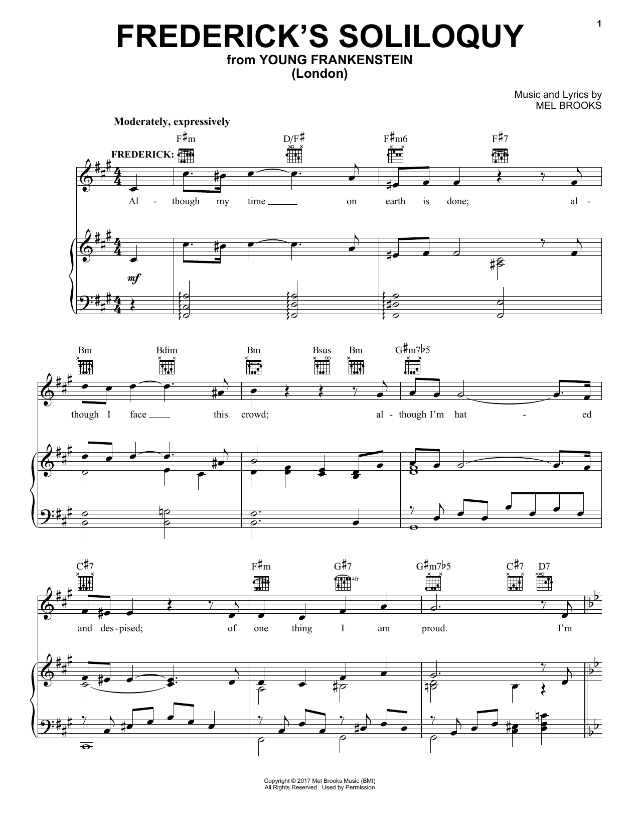 Mel Brooks Frederick's Soliloquy (from Young Frankenstein) Sheet Music