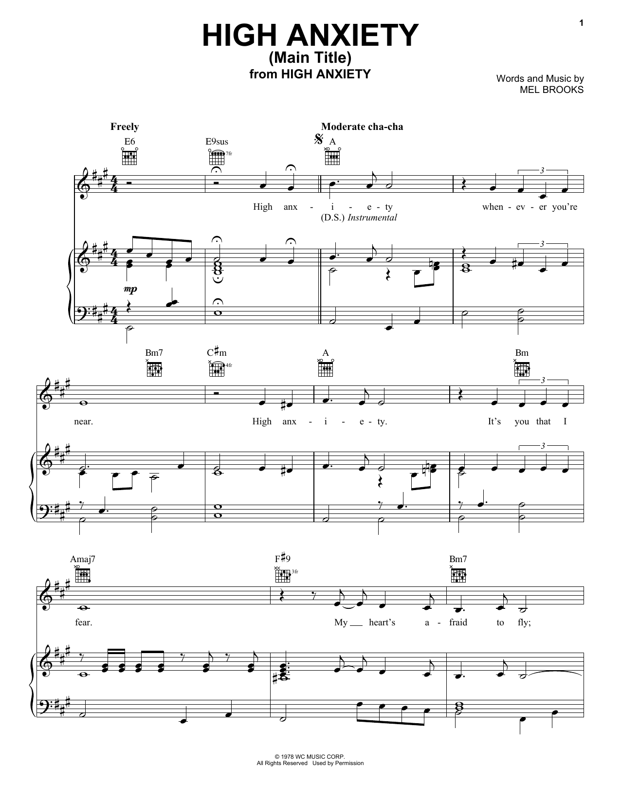 Mel Brooks High Anxiety (Main Title) (from High Anxiety) Sheet Music