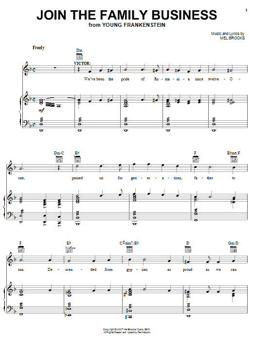 Mel Brooks Join The Family Business Sheet Music