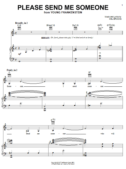Mel Brooks Please Send Me Someone Sheet Music