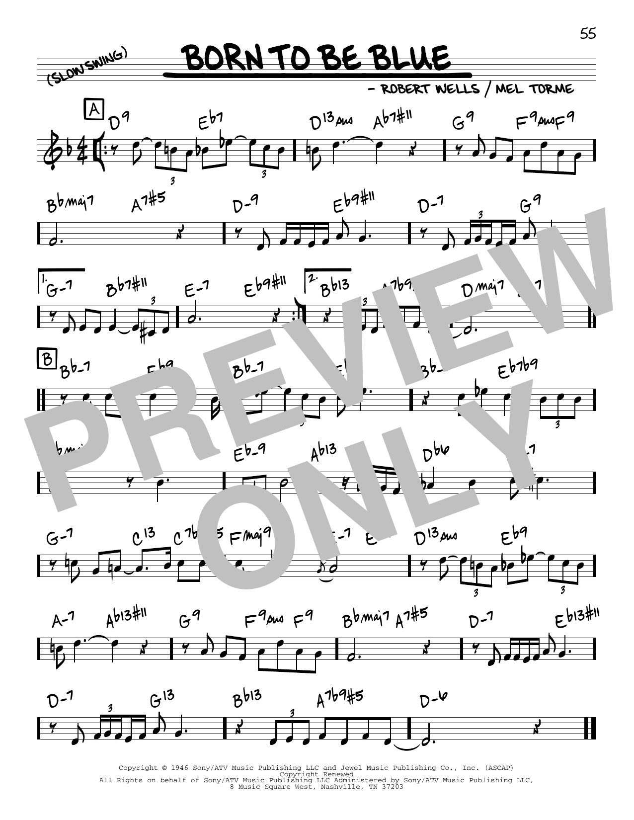 Mel Torme Born To Be Blue Sheet Music