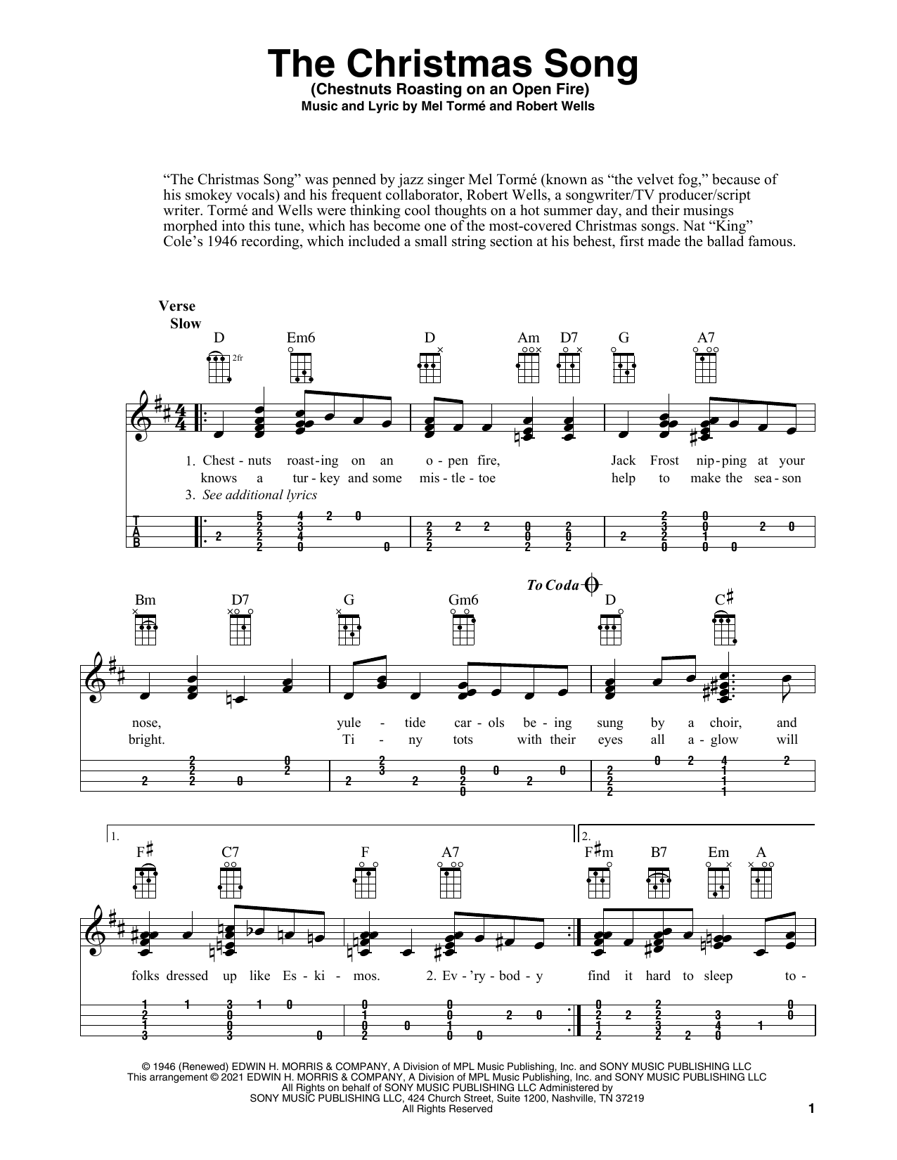 Mel Torme The Christmas Song (Chestnuts Roasting On An Open Fire) (arr. Fred Sokolow) Sheet Music