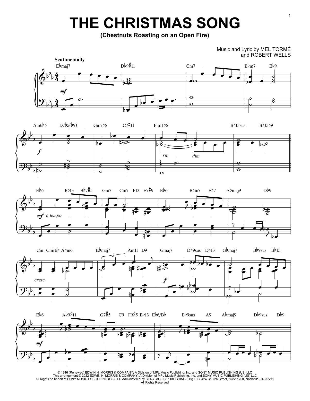 Mel Torme The Christmas Song [Jazz version] (arr. Brent Edstrom) Sheet Music