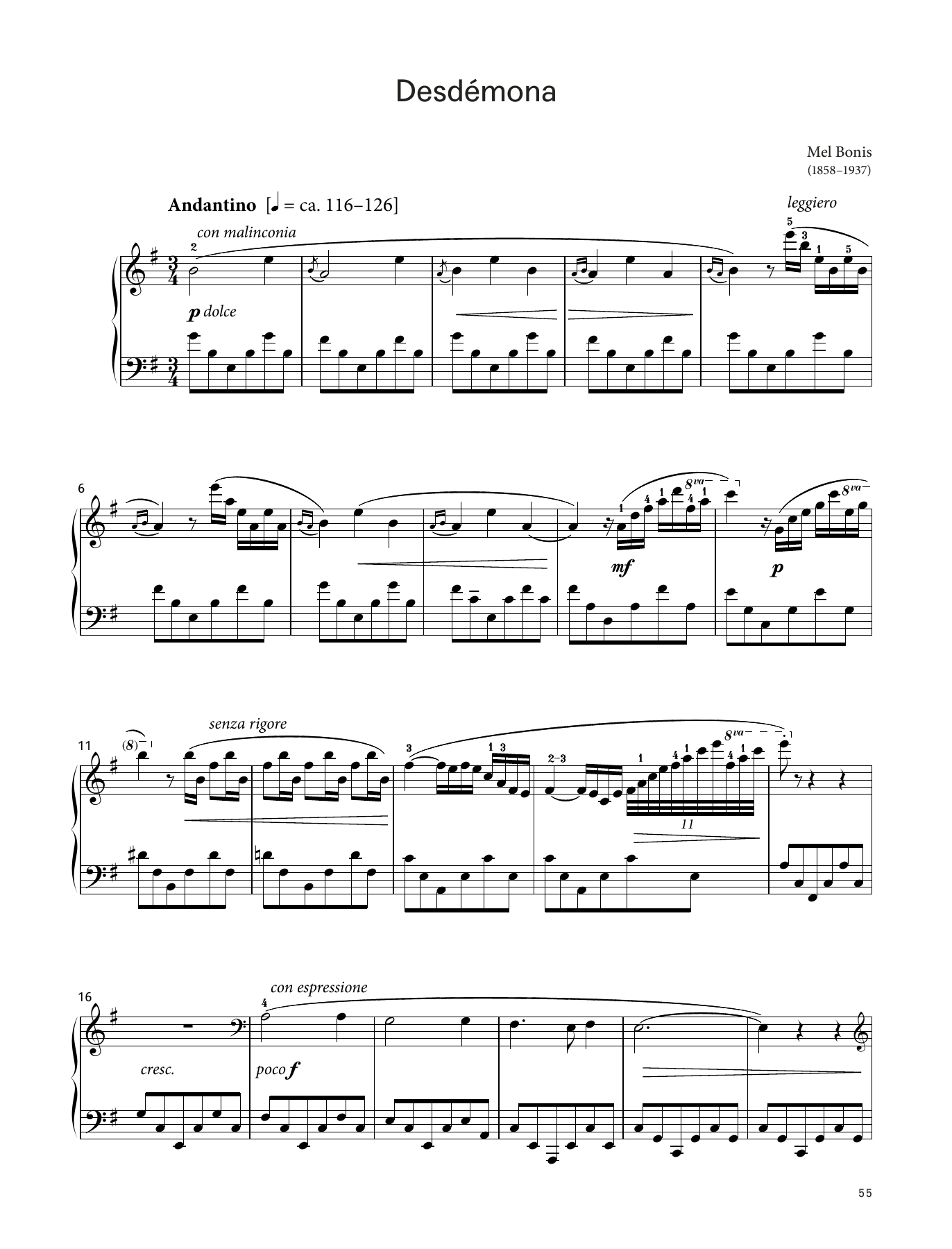 Mélanie Bonis Desdémona, Op. 101 (LCME Piano 2018 Grade 8 List B) Sheet Music