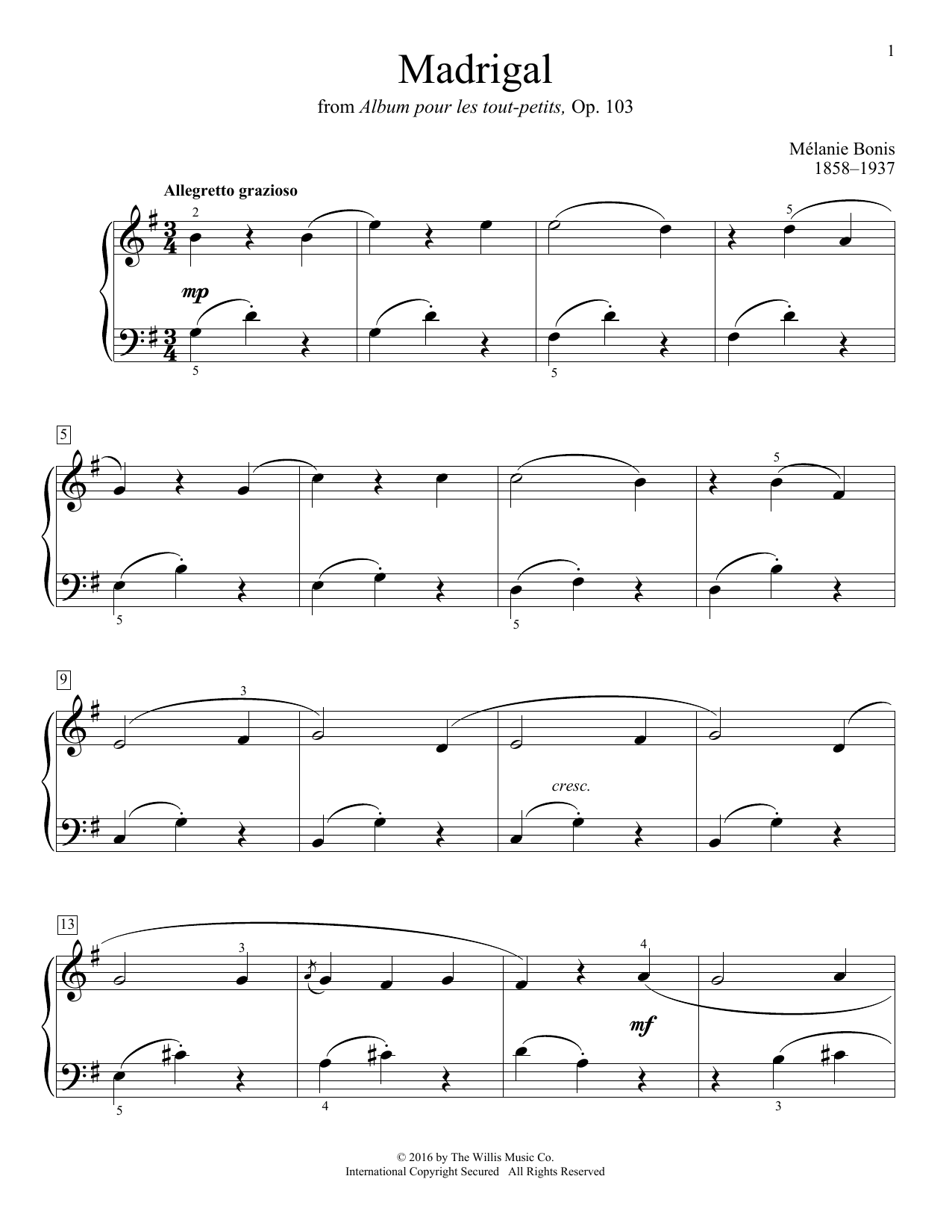 Melanie Bonis Madrigal Sheet Music