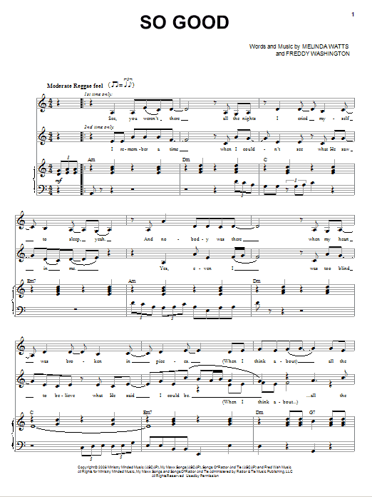 Melinda Watts So Good Sheet Music
