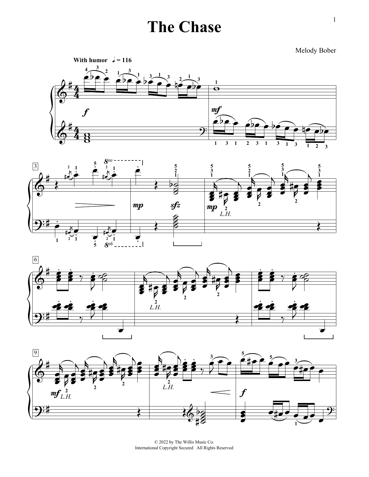Melody Bober The Chase Sheet Music