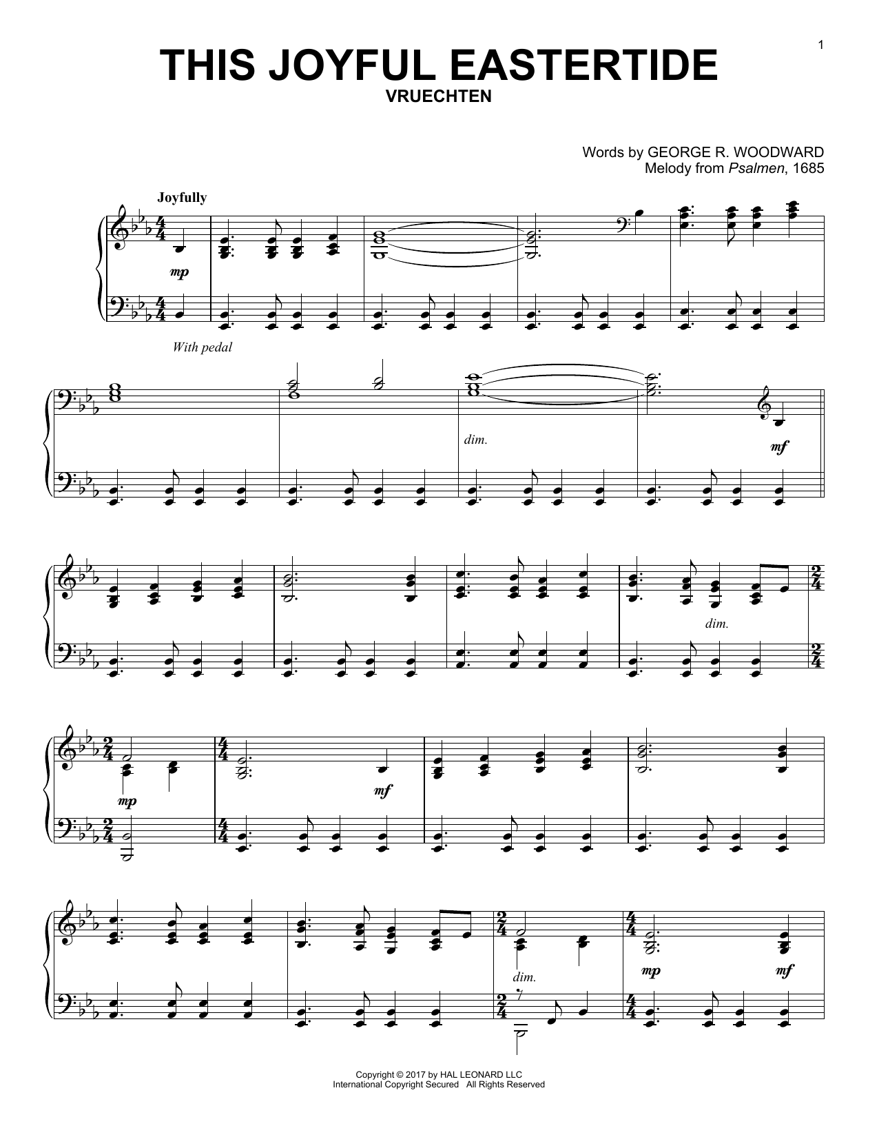 Melody from Psalmen, 1685 This Joyful Eastertide Sheet Music