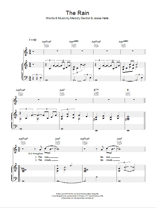 Melody Gardot The Rain Sheet Music