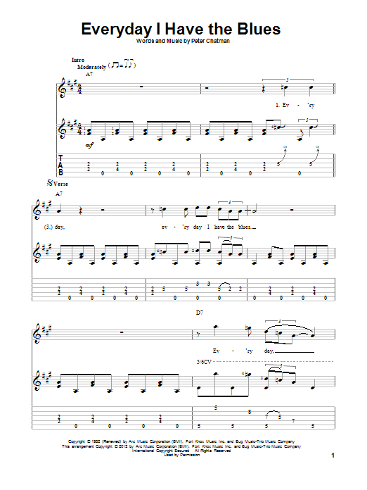 Memphis Slim Everyday I Have The Blues Sheet Music
