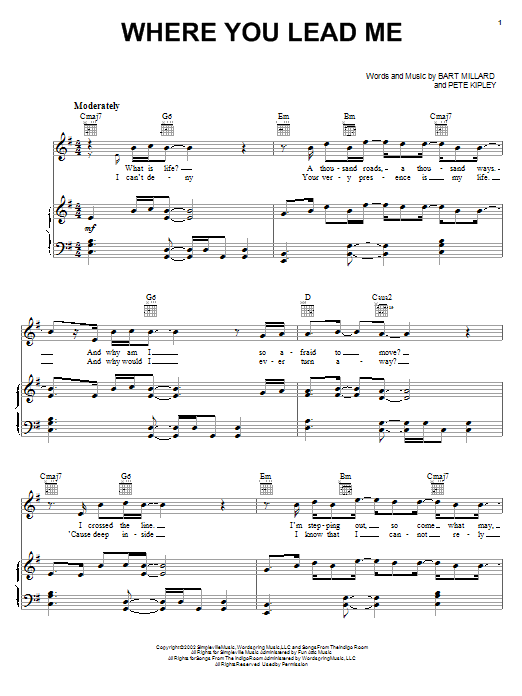 MercyMe Where You Lead Me Sheet Music