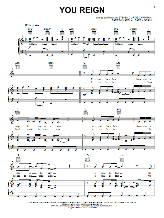 MercyMe You Reign Sheet Music