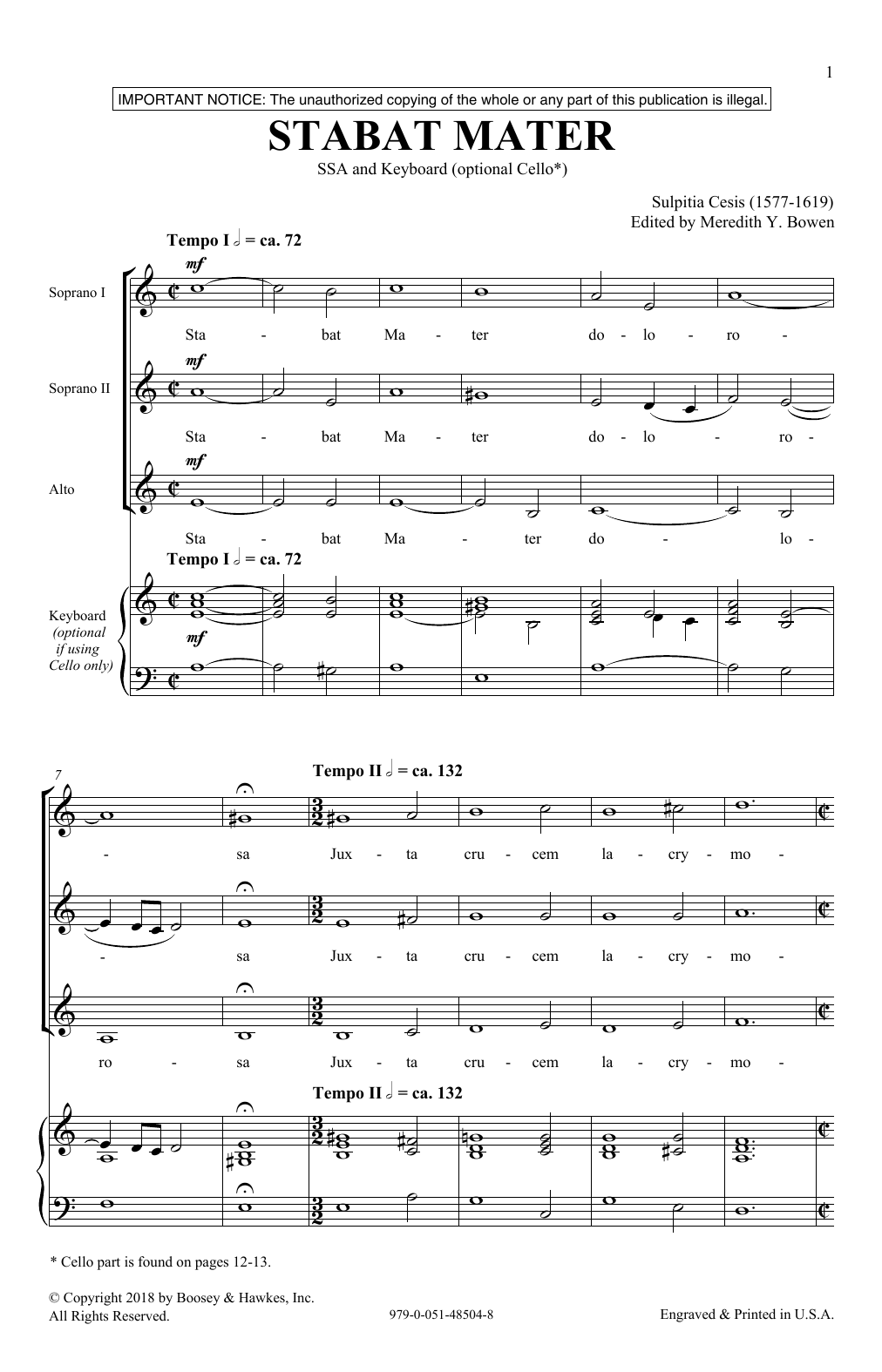 Meredith Bowen Stabat Mater Sheet Music