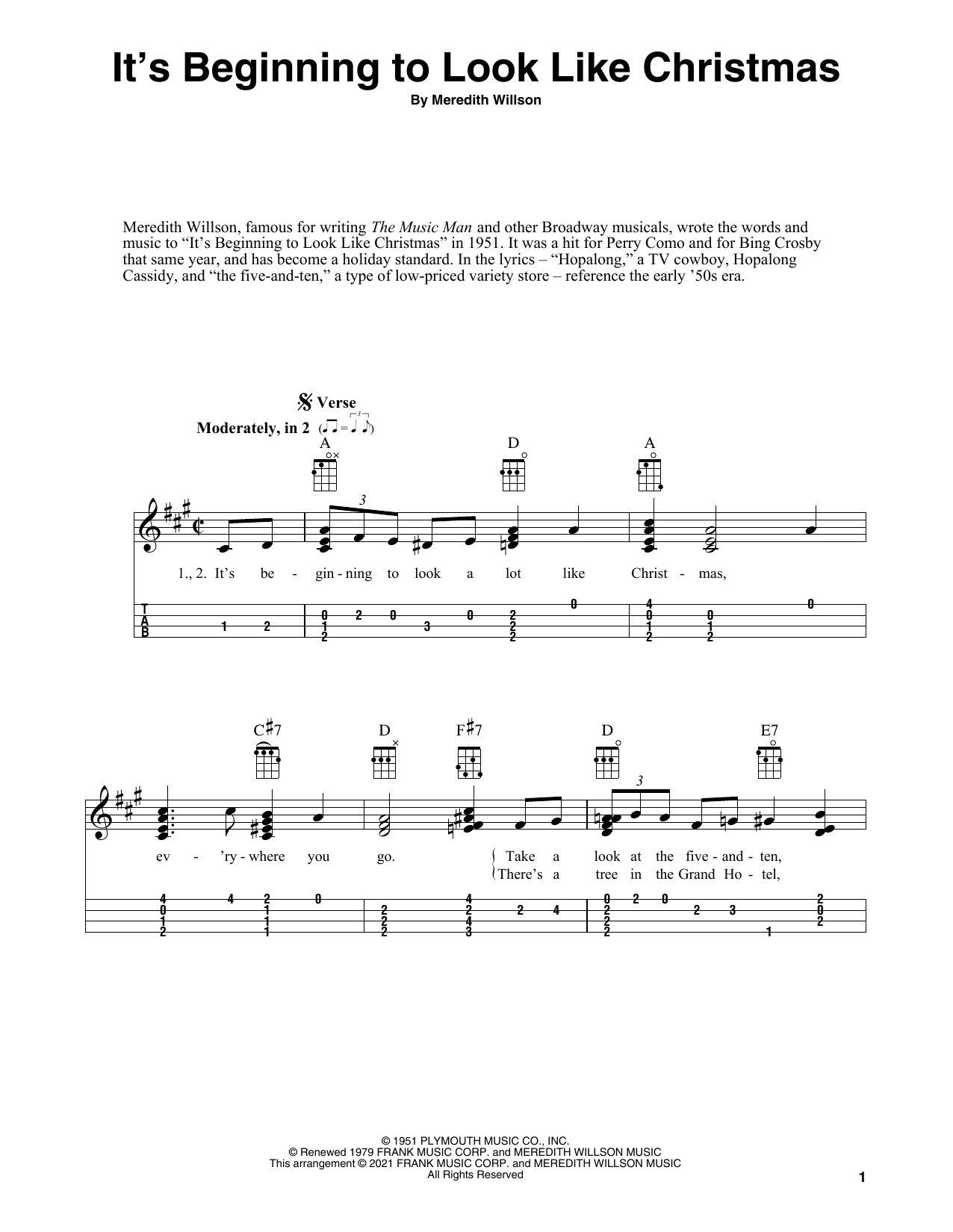 Meredith Willson It's Beginning To Look Like Christmas (arr. Fred Sokolow) Sheet Music