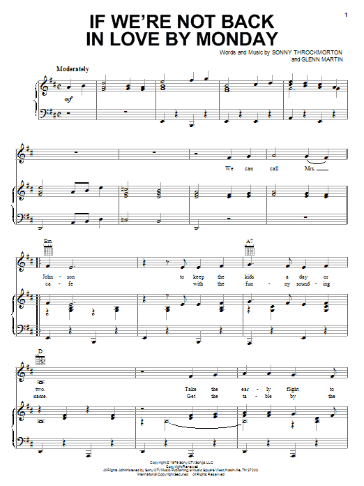 Merle Haggard If We're Not Back In Love By Monday Sheet Music