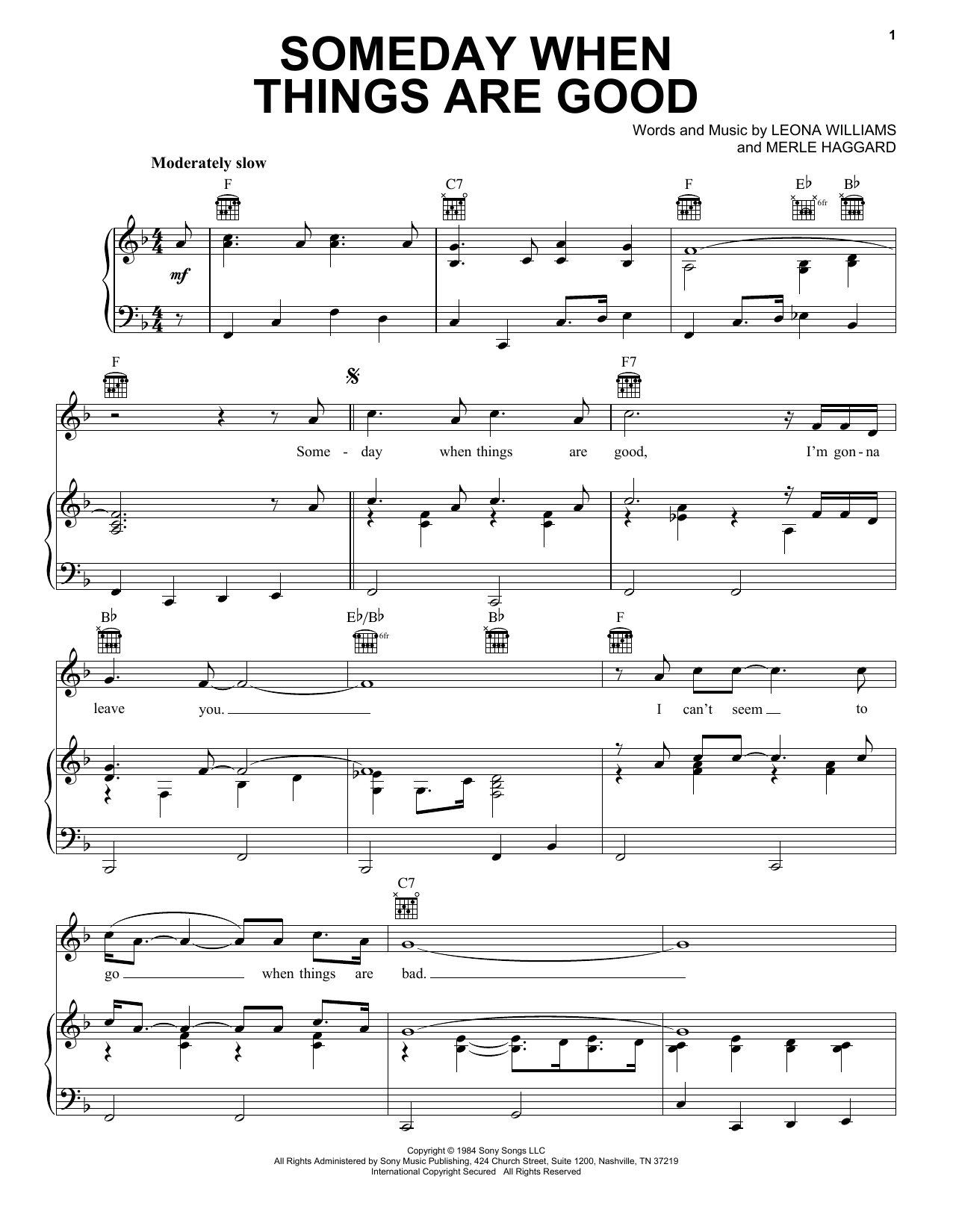 Merle Haggard Someday When Things Are Good Sheet Music