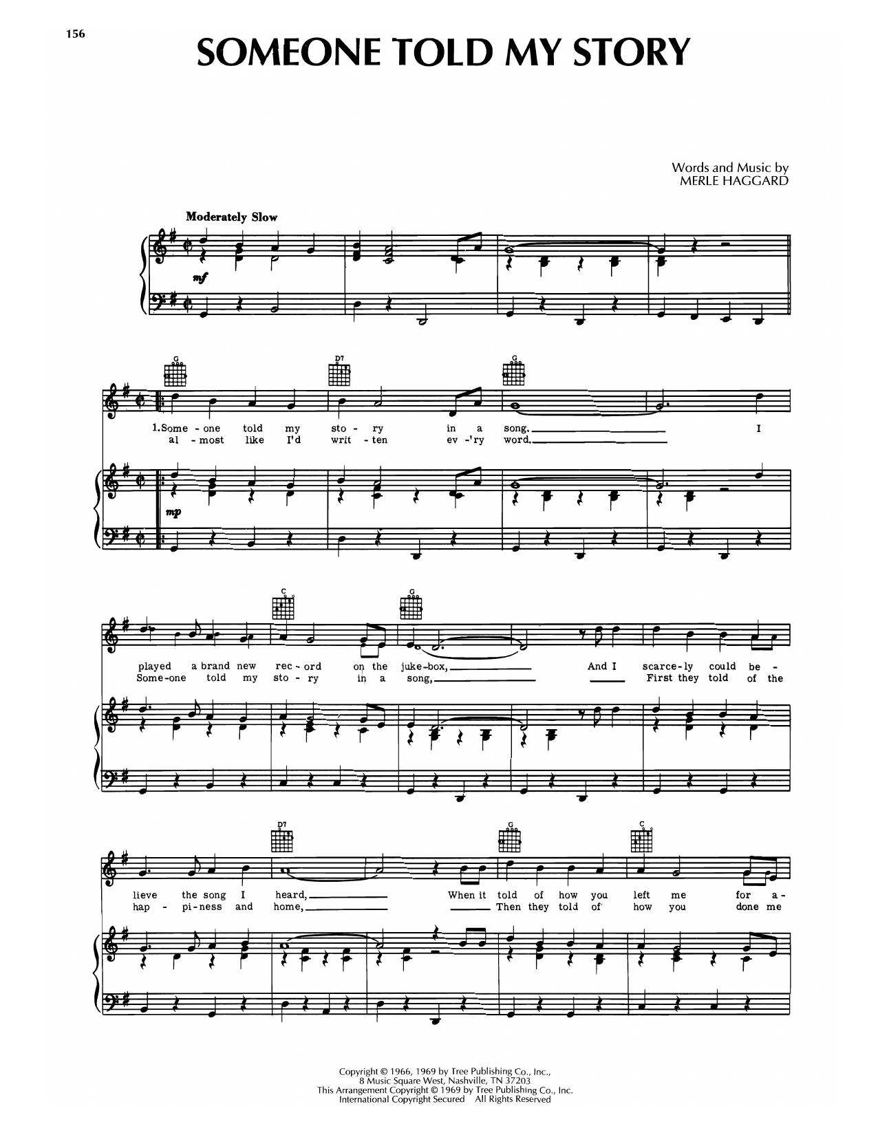 Merle Haggard Someone Told My Story Sheet Music