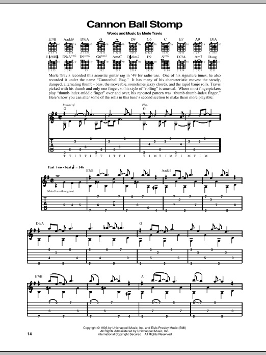 Merle Travis Cannon Ball Stomp Sheet Music
