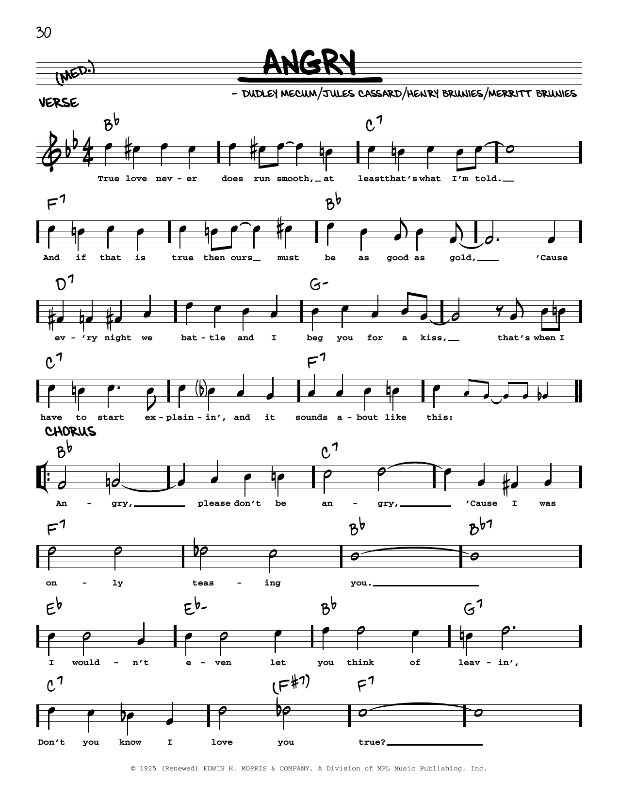 Merritt Brunies Angry (arr. Robert Rawlins) Sheet Music