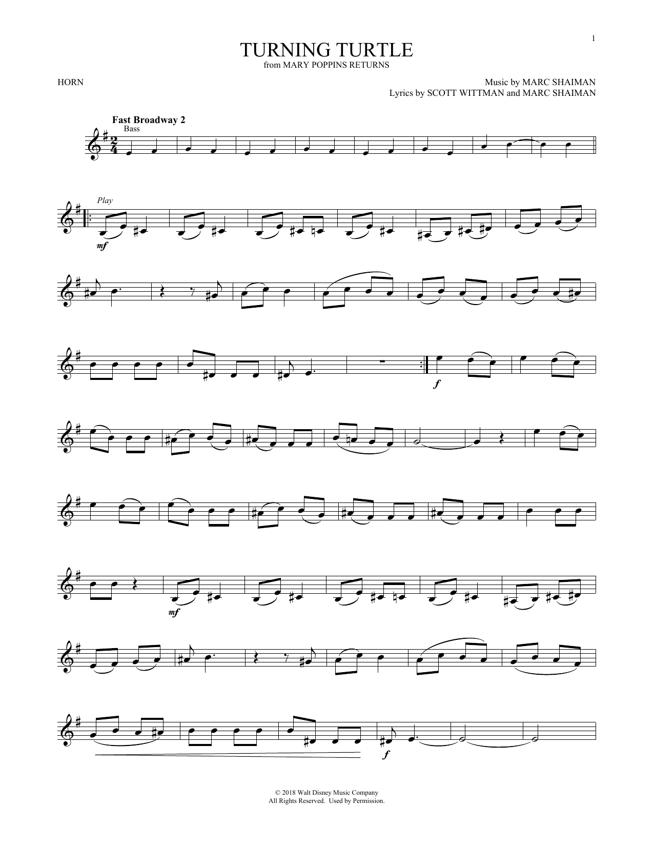 Meryl Streep & Company Turning Turtle (from Mary Poppins Returns) Sheet Music