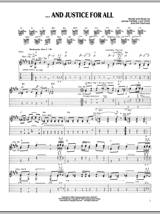 Metallica ...And Justice For All Sheet Music