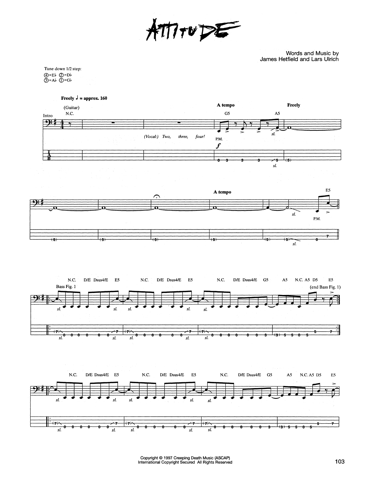 Metallica Attitude Sheet Music
