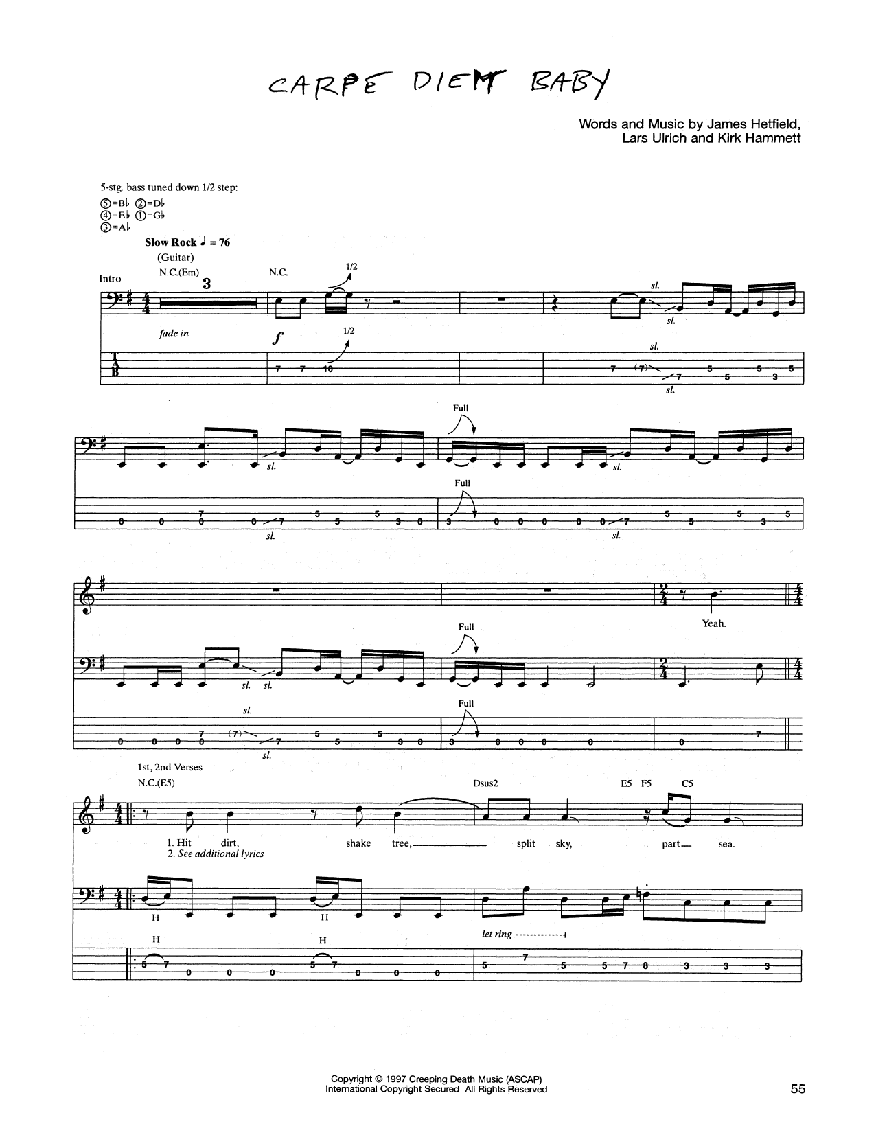 Metallica Carpe Diem Baby Sheet Music