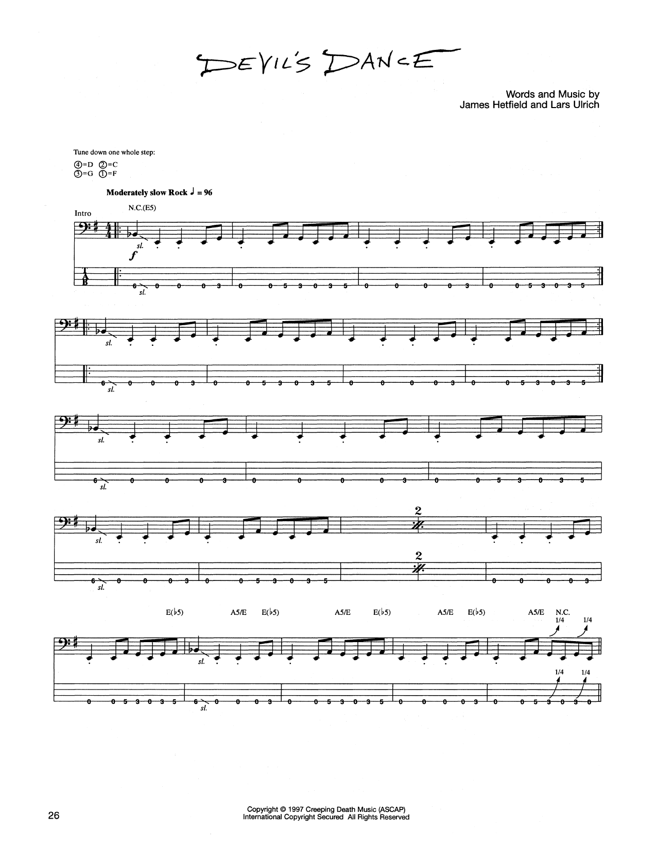 Metallica Devil's Dance Sheet Music